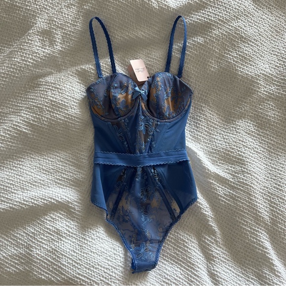NWT Agent Provocateur Florella Corset Bodysuit Cornflower 32D - Picture 6 of 12